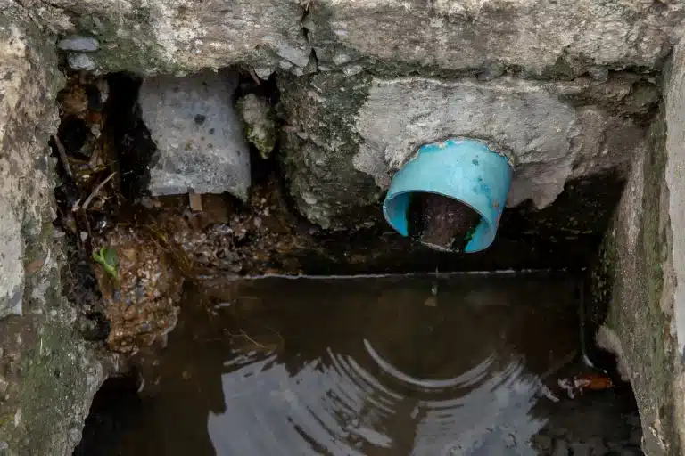 Outdoor drain clogged from leaves
